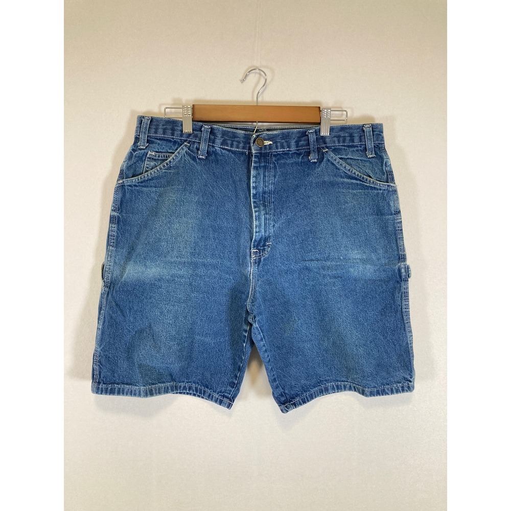 Vintage Workwear Dickies Mens 36 Blue Denim Carpenter Utility Hammer Loop Shorts